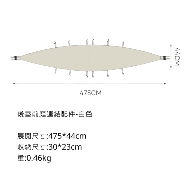 MOBI GARDEN 後室 150D牛津布 可與前庭客廳帳連結-圓頂帳蓬 - 購買 / 後室前廳連接披 白色