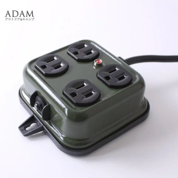 adamoutdoor 金屬4座延長線 2M - 軍綠色