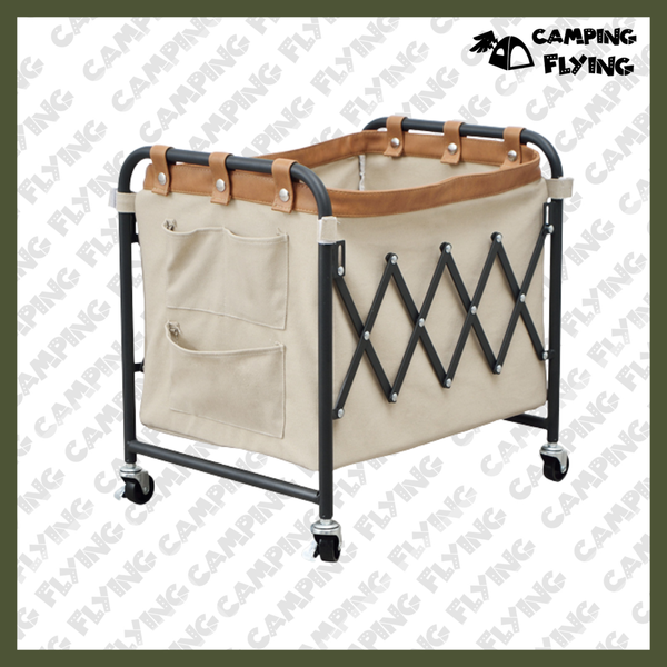 campingflying 附輪風琴布籃-外銷日本 日本YAHOO同步上架中 - 白色