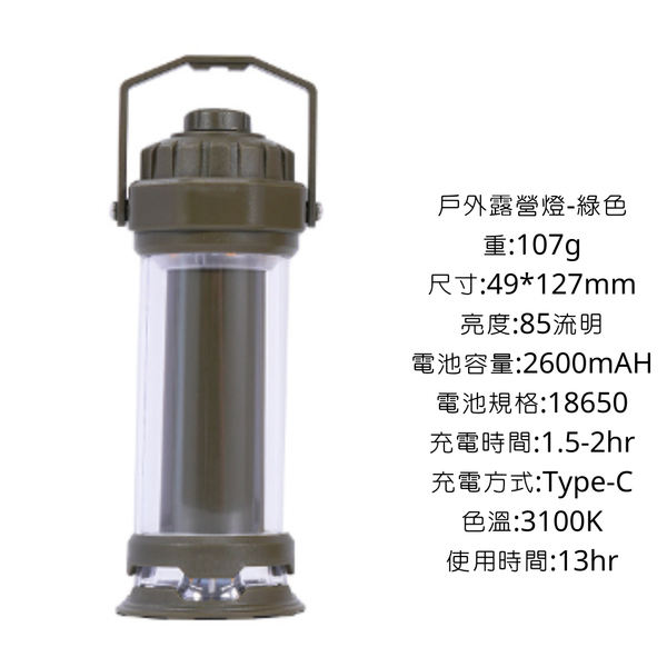 WELLHIKE 戶外露營燈 cargo燈 - 無印款露營燈本體 / 綠色