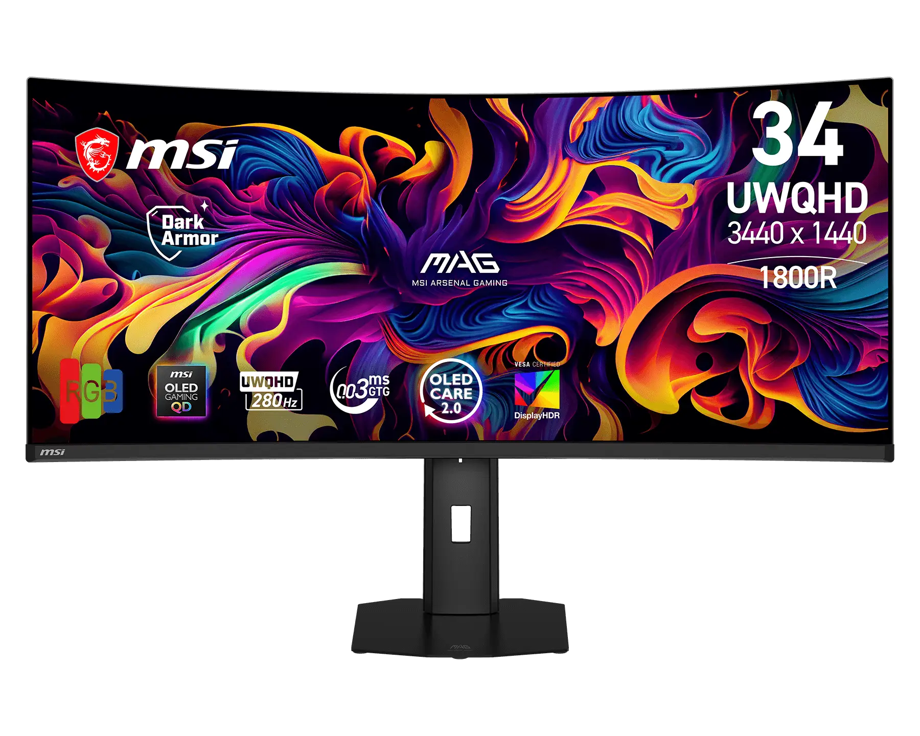 【新品】MSI MAG 341CQP QD-OLED X28 微星34吋高更新率電競顯示器 ( 280Hz / 1800R曲面螢幕 / 21:9 / 1300尼特 )
