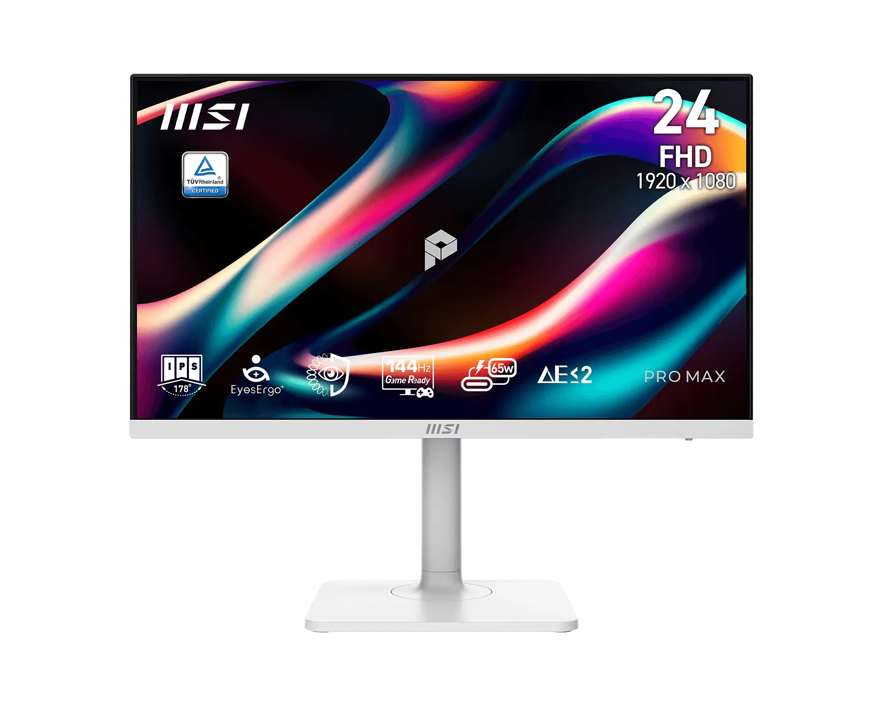 【新品】MSI PRO MAX 241PHW E14 微星旋轉美型顯示器 ( IPS / 144Hz / 人體工學支架 / 白 )