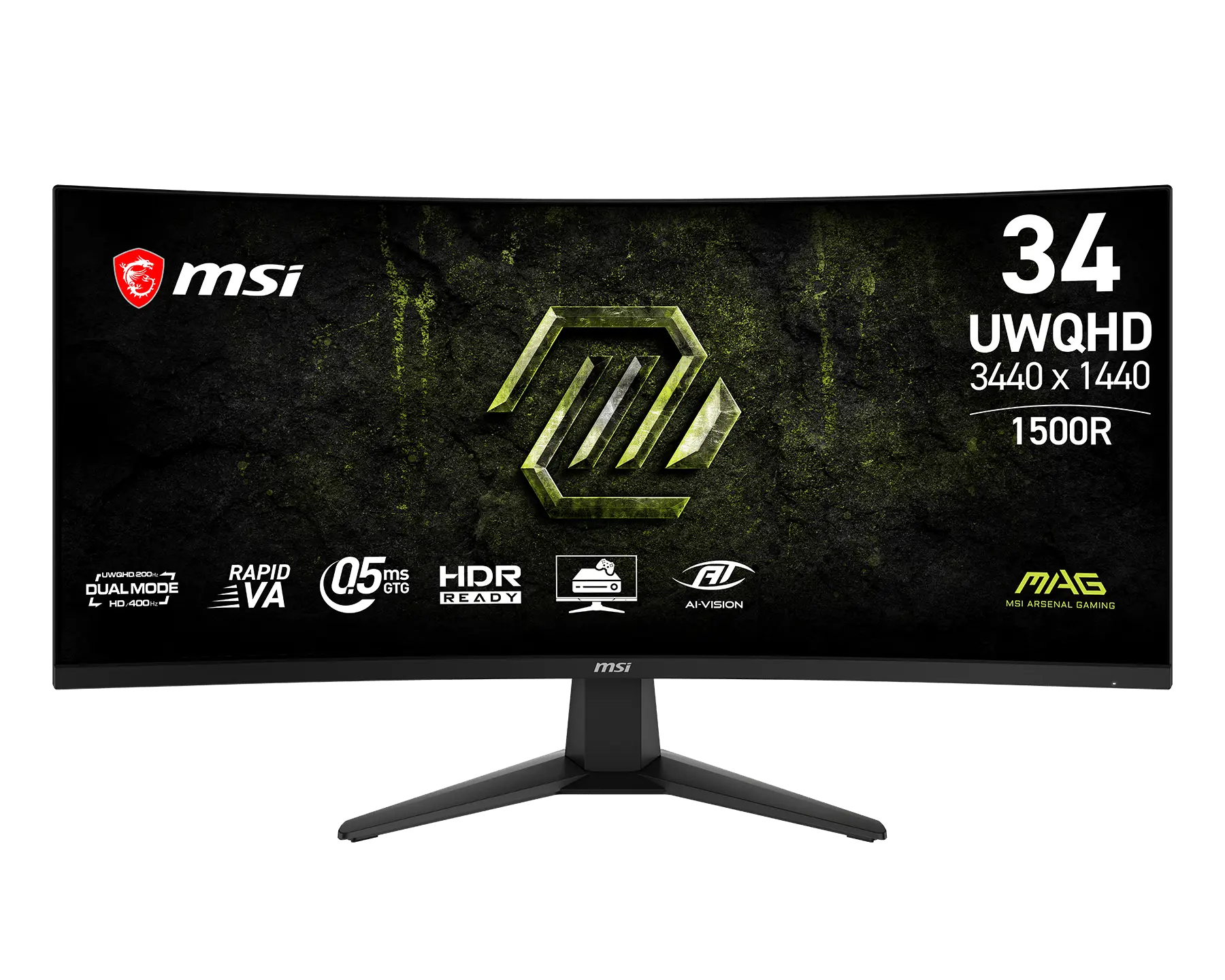 【新品】MSI MAG 346CQDF E20 微星雙模電競顯示器 ( Rapid VA / 1500R曲面螢幕 / 21:9 / 200Hz )