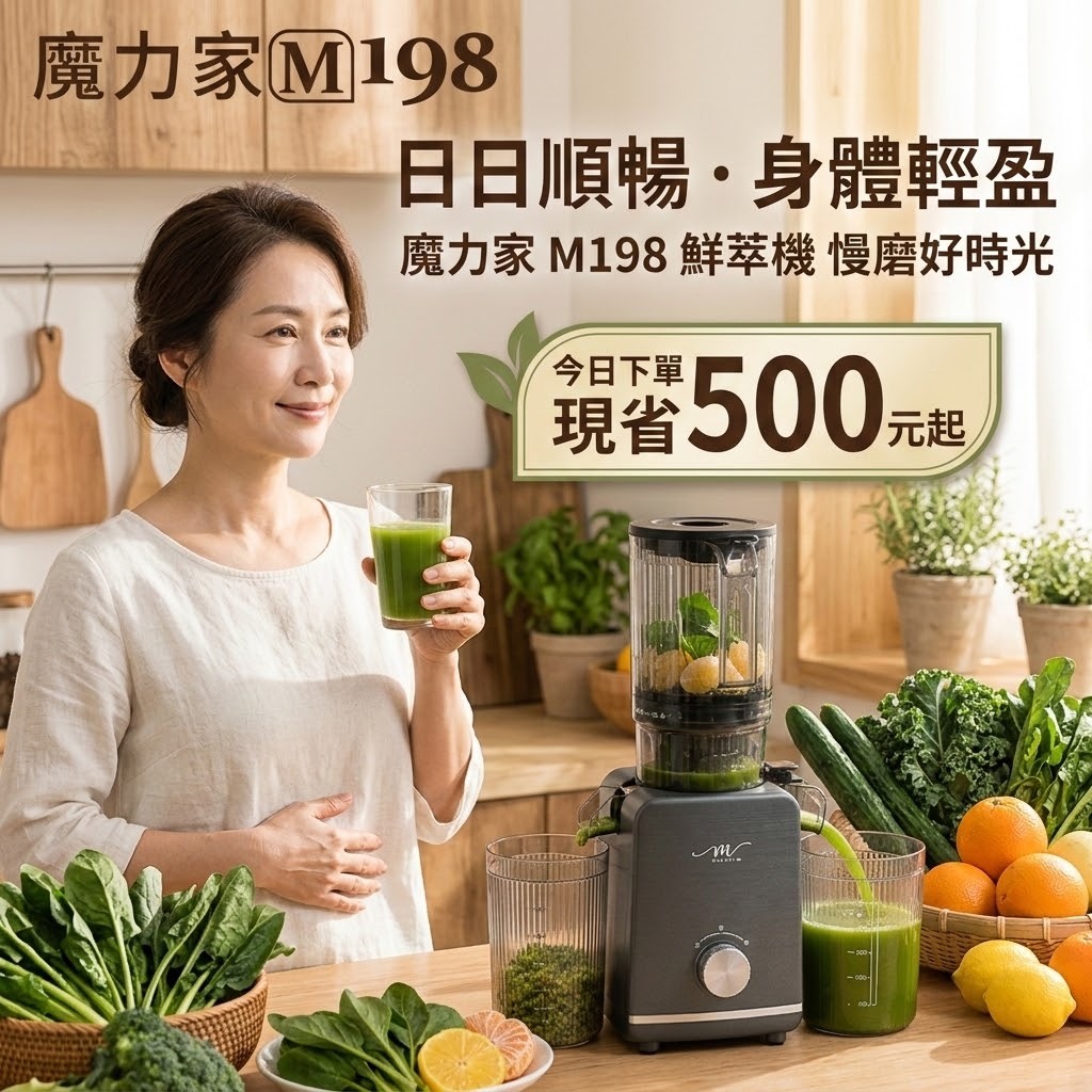 M198 鮮萃榨汁慢磨機【MOLIJIA 魔力家】(BY010098)