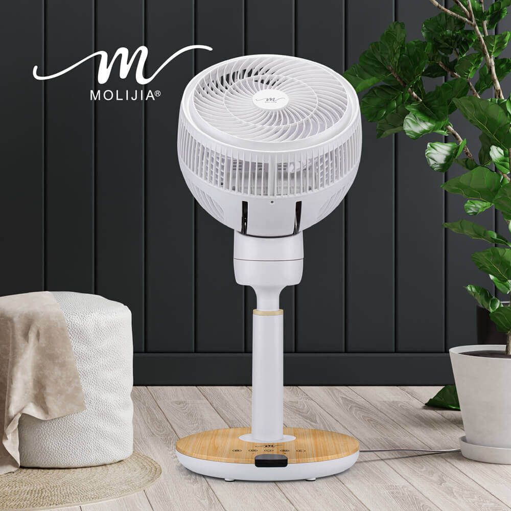 M186 全自動BLDC變頻無刷直流｜循環風扇-9吋｜落地型｜木紋款【MOLIJIA 魔力家】(BY010086)